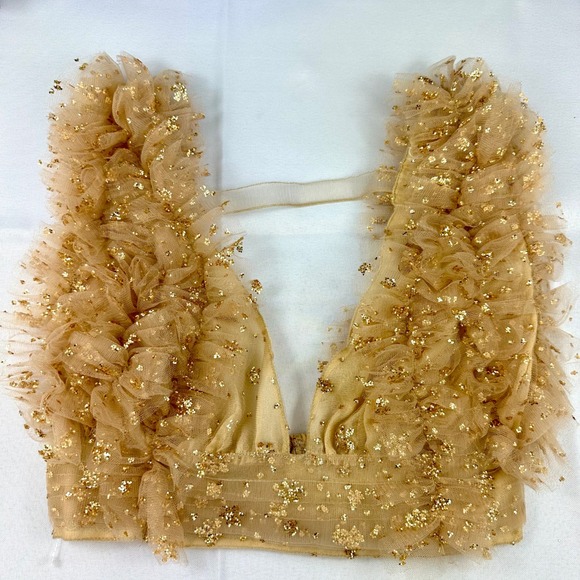 Free People Sosha Party Top Gold Size XS - Picture 1 of 9